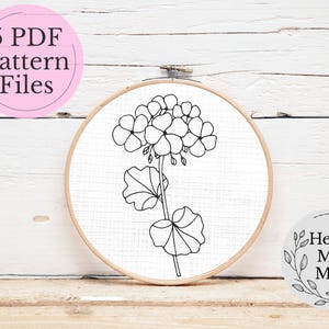 Hydrangea Flower Embroidery Pattern PDF – Hand Embroidery Design, Floral Line Art for Hoop Embroidery, Beginner-Friendly DIY Craft Template