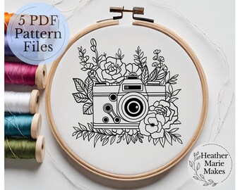 Simple Floral Hand Embroidery Design, 5 PDF Embroidery Hoop Digital ...