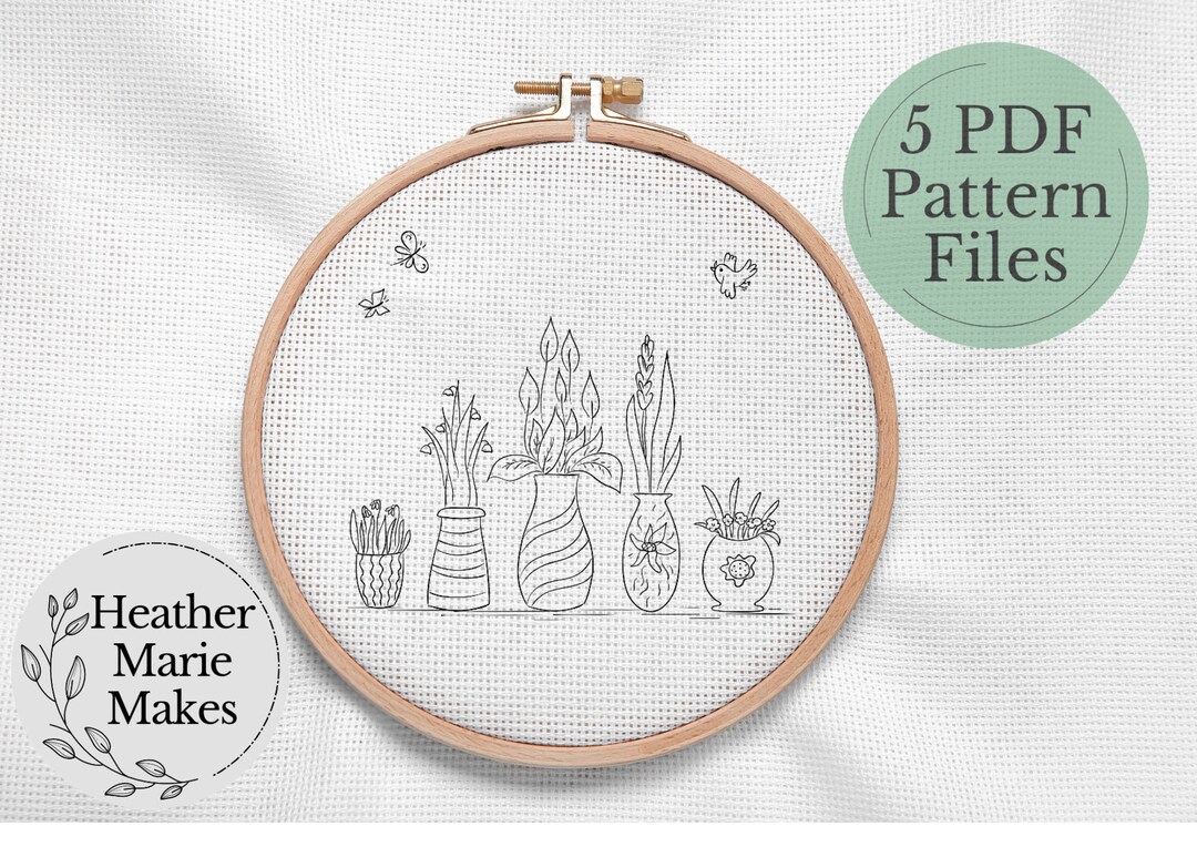 House Plant Hand Embroidery Pattern, Modern Embroidery PDF Digital ...