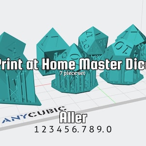Ready to print sharp edge master dice set 7 polyhedral dice stl files for 3d printing silicone mold making