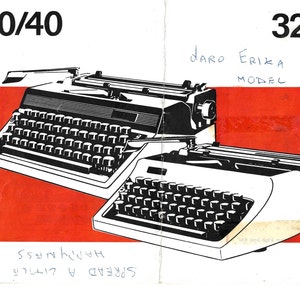 Daro Erika Typewriter Manual, 6 pages of instructions Model 32/42. Digital Download