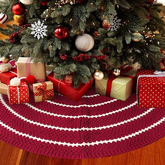 Knit tree skirt red cheap