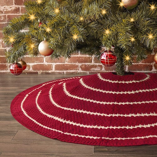 Christmas Tree Skirt 48 Inches Cable Knit Knitted Thick Etsy
