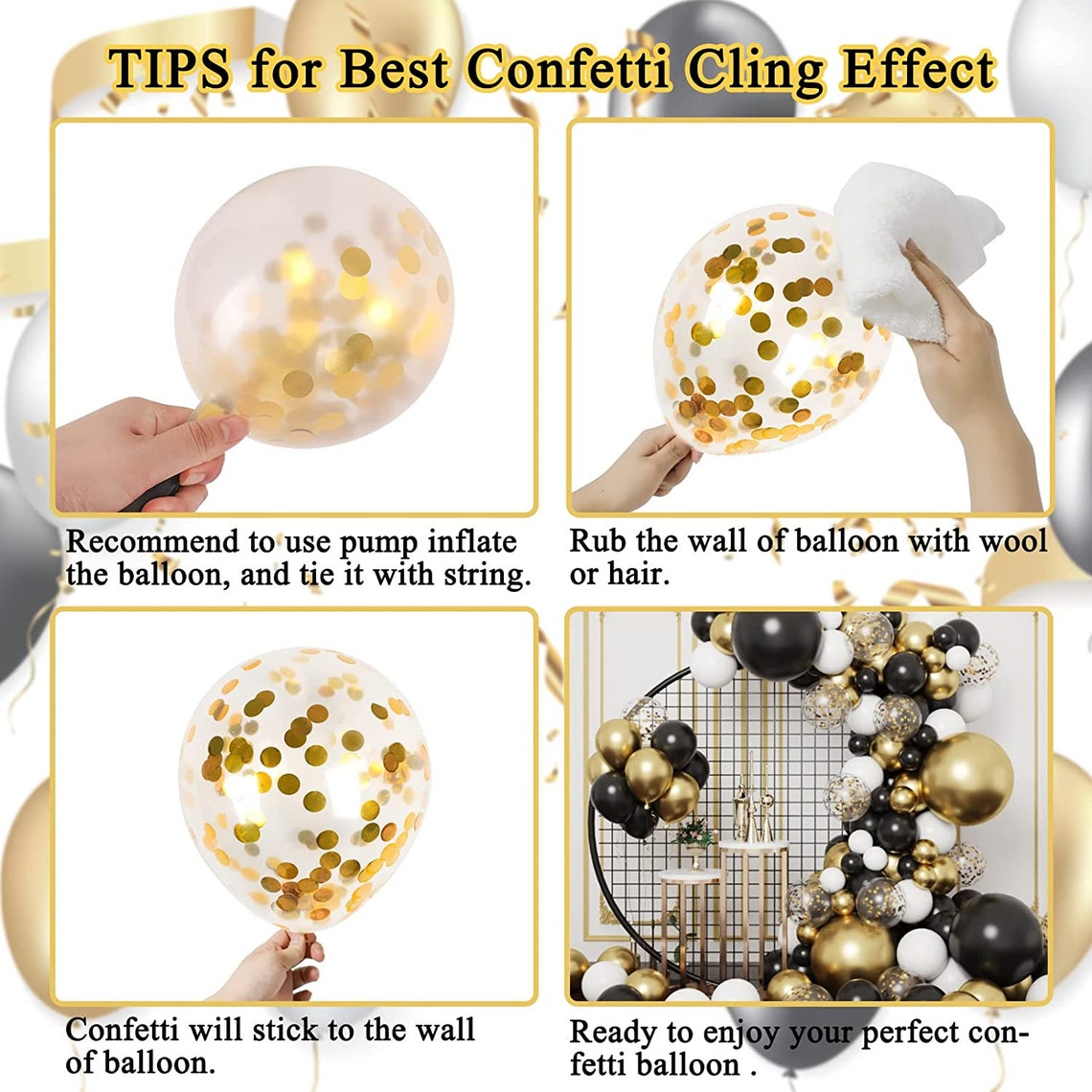 144pcs Black and Gold Balloon Garland Arch Kit 5 10 12 18 Etsy