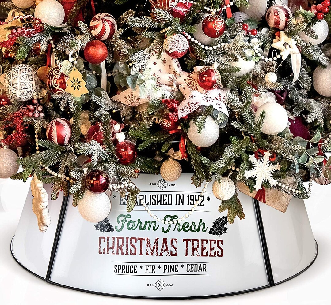 Farmhouse Christmas Tree Collar Authentic Easy Set up 30 Tree Ring Beautiful White Christmas