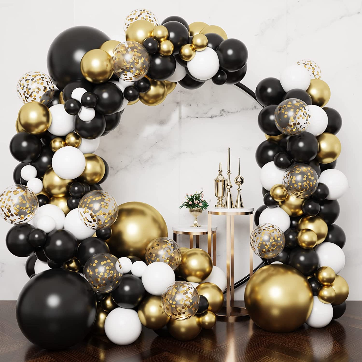 144pcs Black and Gold Balloon Garland Arch Kit 5 10 12 18 Etsy
