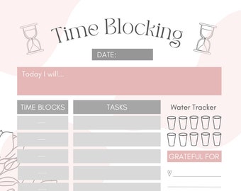Time Blocking Schedule, Daily Organiser, Time Blocking Planner, Office Organiser, Time Blocking, Time Management Tool, Digital Time Blocking