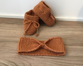 Wool baby headband and slippers