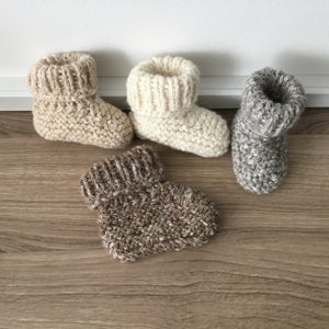 Hand-knitted alpaca and cotton slippers for baby, oeko tex image 4