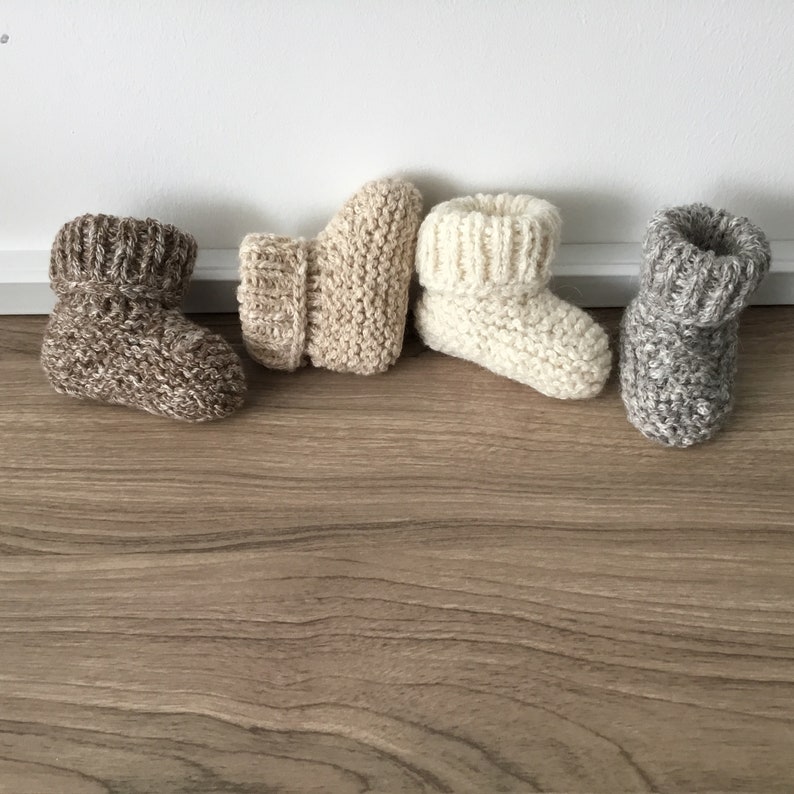 Hand-knitted alpaca and cotton slippers for baby, oeko tex image 3