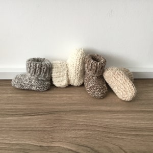 Hand-knitted alpaca and cotton slippers for baby, oeko tex image 2