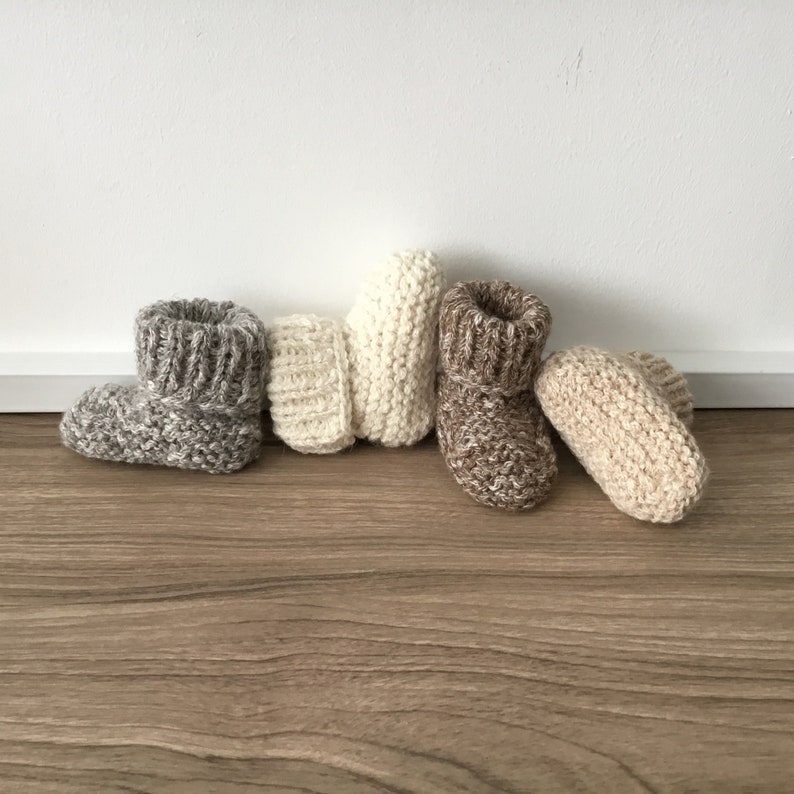 Chaussons en alpaga et coton tricotés main pour bébé, oeko tex image 2