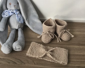 Headband et chaussons bébé en laine