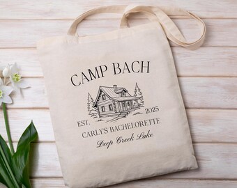 Custom Camp Bachelorette Tote Bag | Polyester Canvas Favor