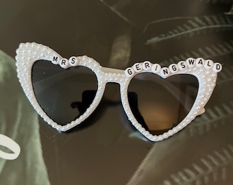 Pearl Heart Sunglasses – Custom Bridal Bachelorette Gift