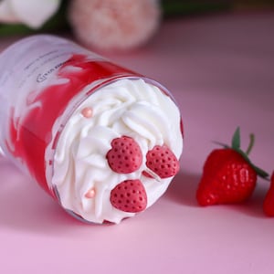 Strawberry Mousse Dessert Candle: Whipped Cream & Vanilla Scent
