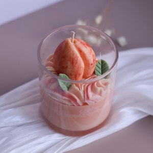 Peach Soy Scented candle | Dessert Fruity candle | Summer home decor | Birthday Gift For Friends | 8oz candle gift | Summer House Decor