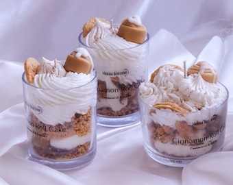 Cinnamon roll candle jar, cinnamon bun dessert candle, gift for cinnamon lover, fall home decor, christmas gift candle, holiday scents