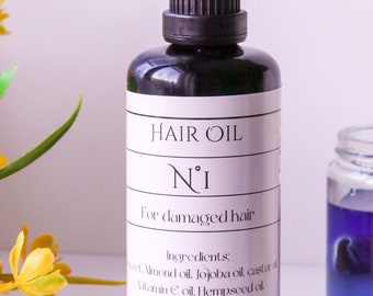 Huile capillaire pour cheveux abîmés, combinaison d'huiles de traitement capillaire avec de l'huile essentielle et de la vitamine E, traitement capillaire, masque à l'huile capillaire, huiles de soin capillaire