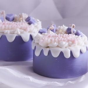 Birthday cake candle, strawberry cake candle, purple cake birthday candle, strongly scented cake candle, birthday gift for her, BD present