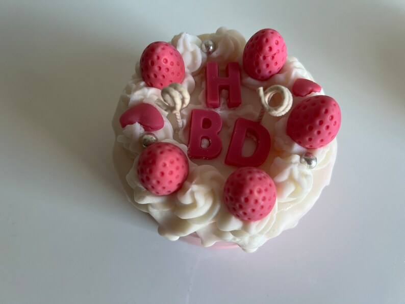 Birthday Cake Candle Strawberry Cake Candle Purple Cake Etsy