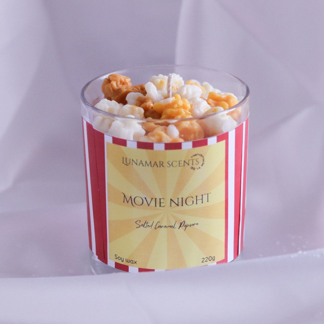 Handmade Popcorn Candle, Movie Night Candle Scented With Salted Caramel