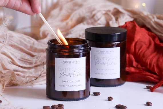 Coffee Scented Soy Wax Candle: Espresso Martini, Vegan Gift