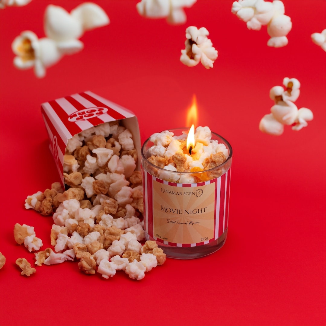 Handmade Popcorn Candle, Movie Night Candle Scented With Salted Caramel