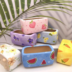 Hand Painted Planter | Clay Pot | Succulent Planter | Fruit Pattern | Indoor Planter | Home Decor | Garden Decor | Gift Ideas