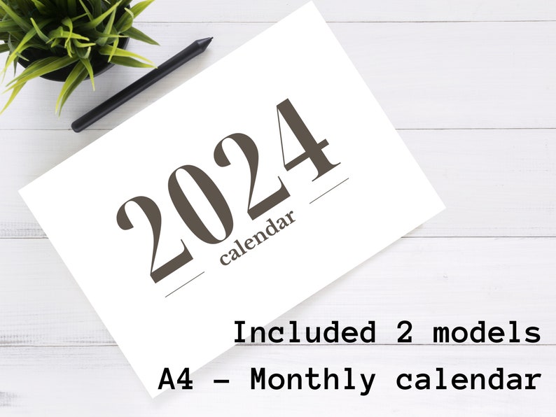 2 Models Printable Calendar 2024 Monthly Planner A4 - Etsy 2 Models Printable Calendar 2024 Monthly Planner A4 - Etsy