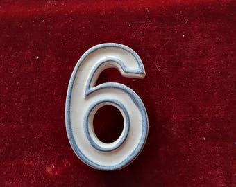 Número de casa, retro, años 70, cerámica.