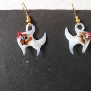 Earring ; with Lauschaer glass figure ; Fish ; Unique ; manual work
