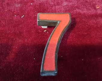 Número de casa, retro, años 70, cerámica.