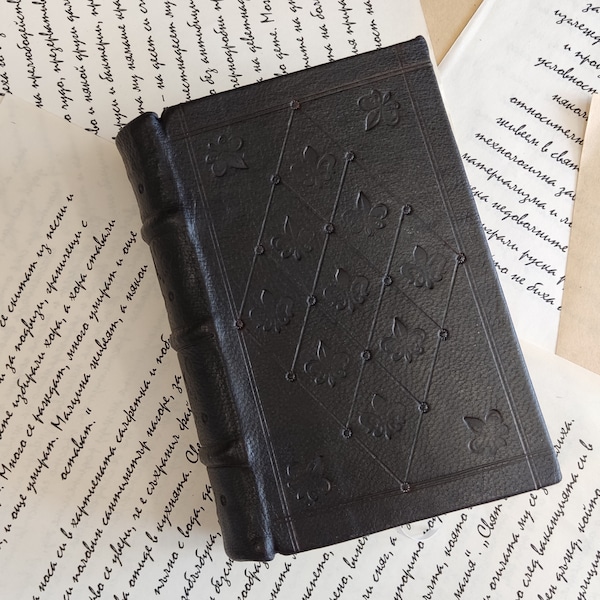 Black Poetry Journal, Hardcover Genuine Leather Bound Journal, Handbound Diary