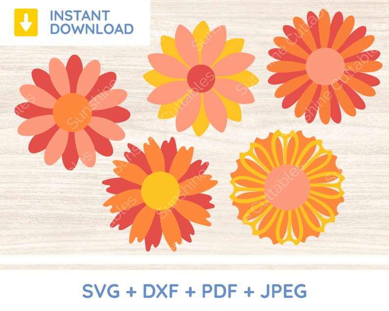 Mod Flowers SVG Felt Flower SVG Flower SVG Vintage Flower Etsy Australia