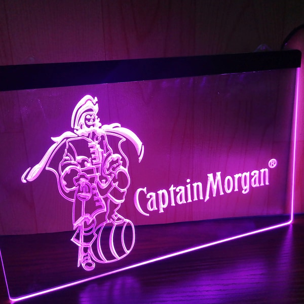 Enseigne lumineuse LED Captain Morgan, néon acrylique sculpté, mur suspendu de l'homme des cavernes, irlandais