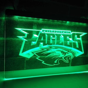 Philadelphia Eagles LED Sign, Light Game Neon acrylic carved hanging wall mancave Free Stands