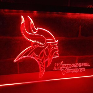 Minnesota Vikings Sign, LED Neon Light Sign, Football Team, Man Cave