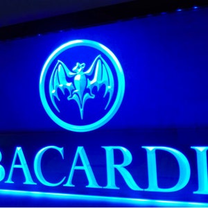 Bacardi LED Sign Light Neon acrylic carved hanging wall mancave whiskey