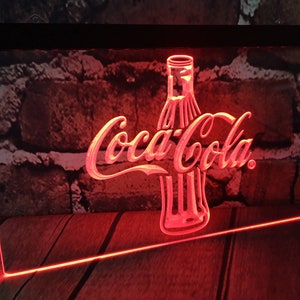 Coke, Coca Cola LED Sign Light Neon acrylic carved hanging wall mancave collectable soda Free Stands