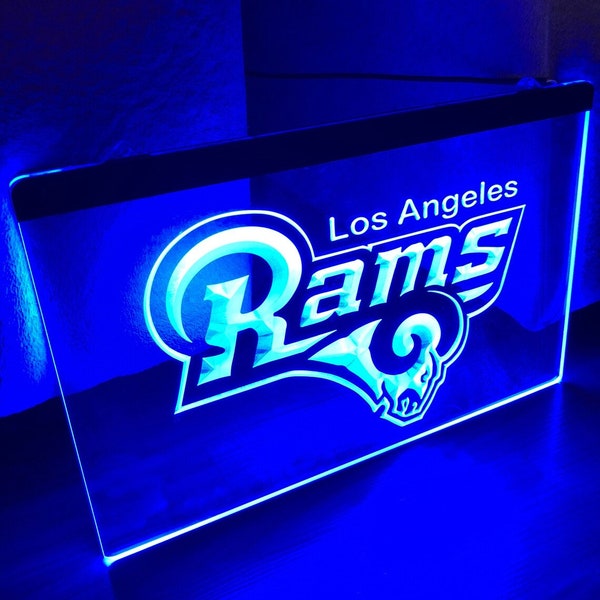 Los Angeles Rams Sign, LED Neon Light Sign, Football Team Sign, Man Cave Sign, Acryl Led Sign Hangend, Ram Decor, Game Room Decor W Stands