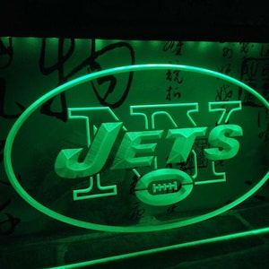 New York Jets LED Sign Light Game Neon acrylic carved hanging wall mancave Free Stands