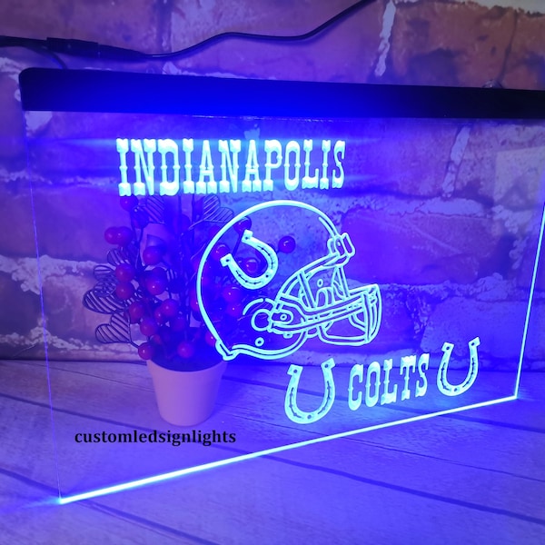 Jeu d'enseignes à LED Indianapolis Colts, néon acrylique sculpté, mur suspendu de la grotte de l'homme, supports libres