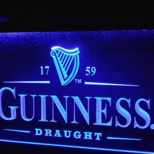 Guinness LED Sign Light Neon acrylic carved hanging wall mancave beer draught