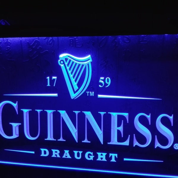 Enseigne LED Guinness néon acrylique sculptée, mur suspendu, bière pression de la grotte de l'homme