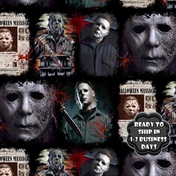 Tissu en coton Michael Myers Halloween, impression spéciale horreur, impression d'horreur