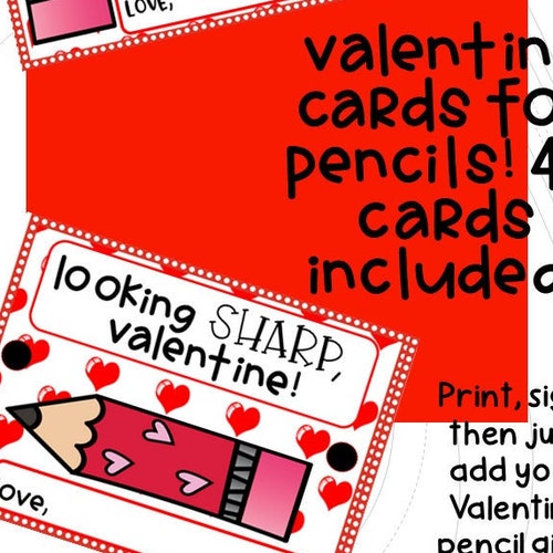 Pencil Valentine's Day Printable Printable Pencil - Etsy