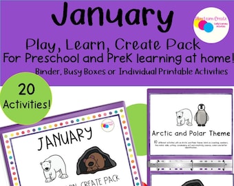 Januar Vorschul-Arbeitsbuch, Polar-Thema-Vorschule, Arktis-Thema-Vorschule, Winterschlaf-Thema-Vorschule, monatliches Vorschul-Lernpaket