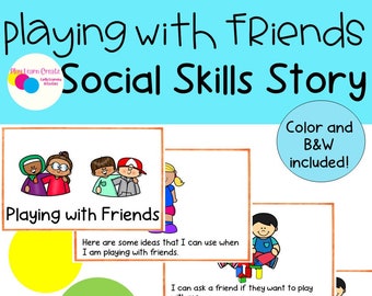 Playing with Friends Social Skills Story, Printable Social Skills Story, Making Friends, Life Skills for Preschool, Problem Solving