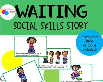 Waiting Social Skills Story, Patience Social Skills Story, Patience Visuals, Preschool Life Skills, Preschool Social Emotional Learning